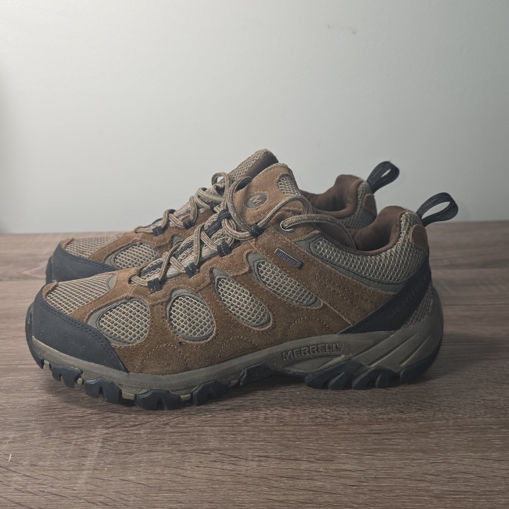 Merrell Hilltop Ventilator Waterproof Hiking Shoes Mens 9 Stone Boulder Brown